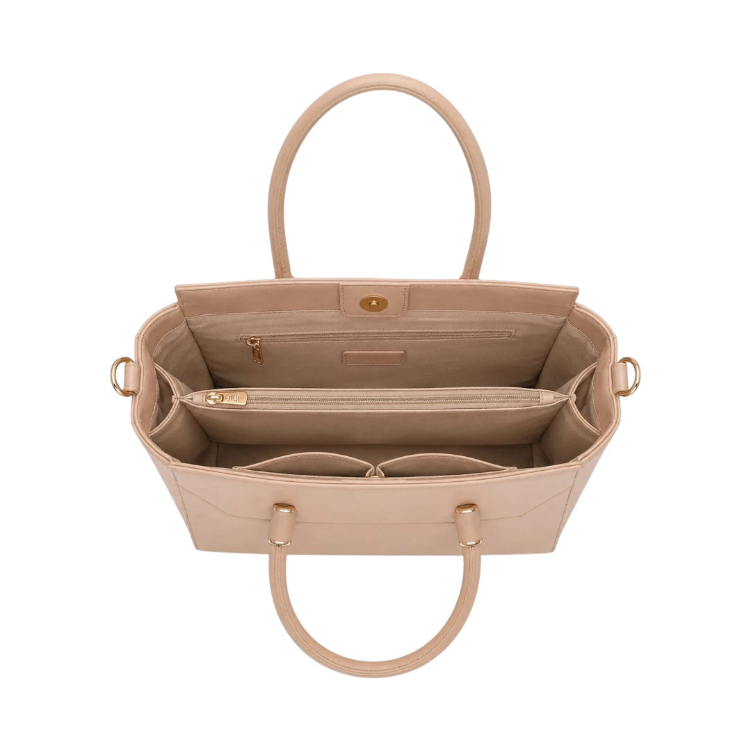 4Bags Boutique Beige Elegance Leather Tote Bag for Women