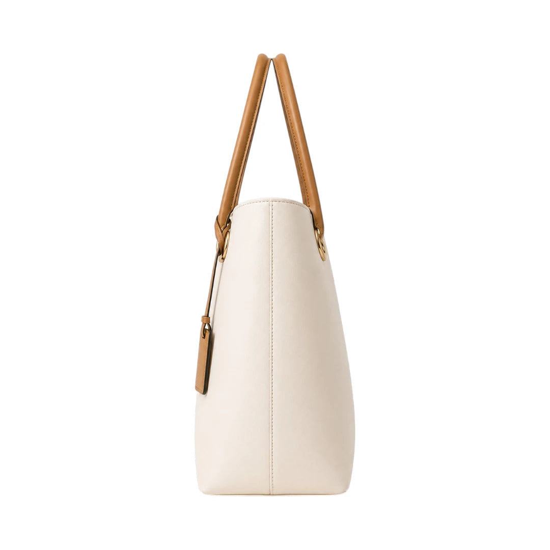 4Bags Boutique Modern Ivory Leather Office Tote Bag